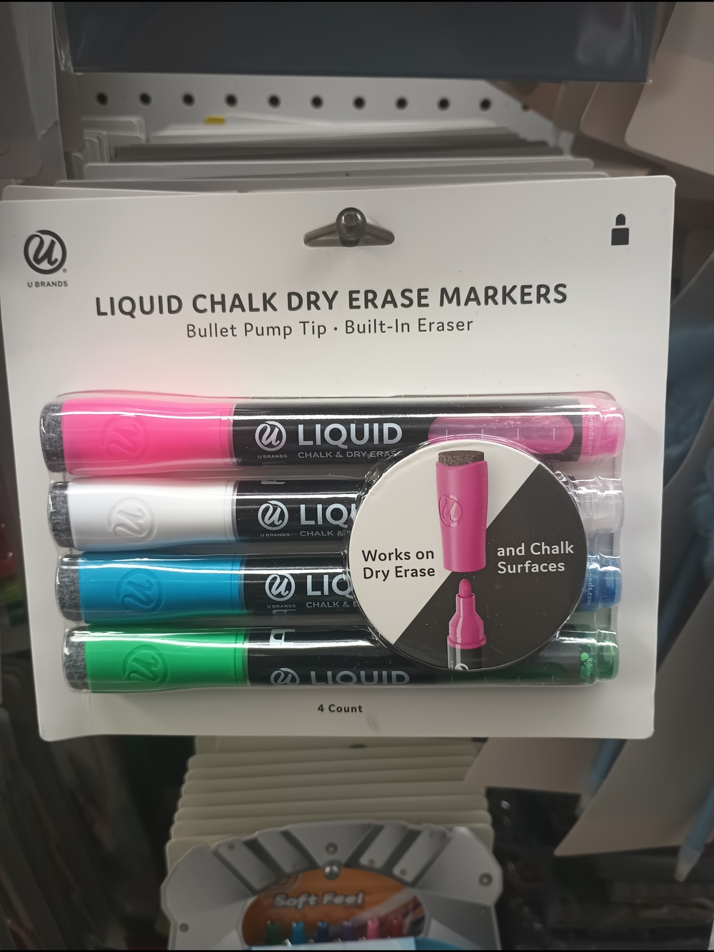 Liquid Chalk Dry Erase Markers - Pink, White, Blue, Green (4-Count)